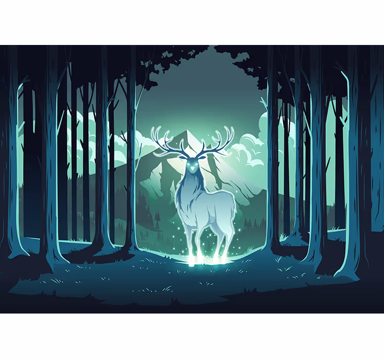 Animals wall mural majestic stag in forest - TenStickers