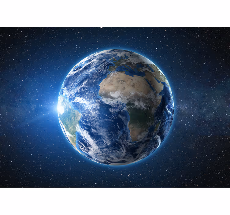 World map wallpaper planet earth from orbit - TenStickers