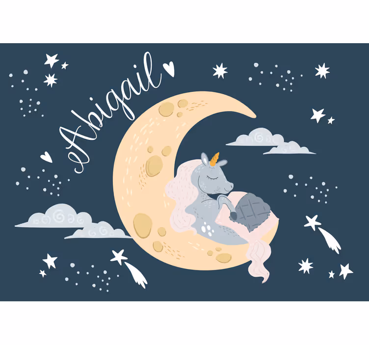 Dreaming unicorn night childrens wall mural - TenStickers