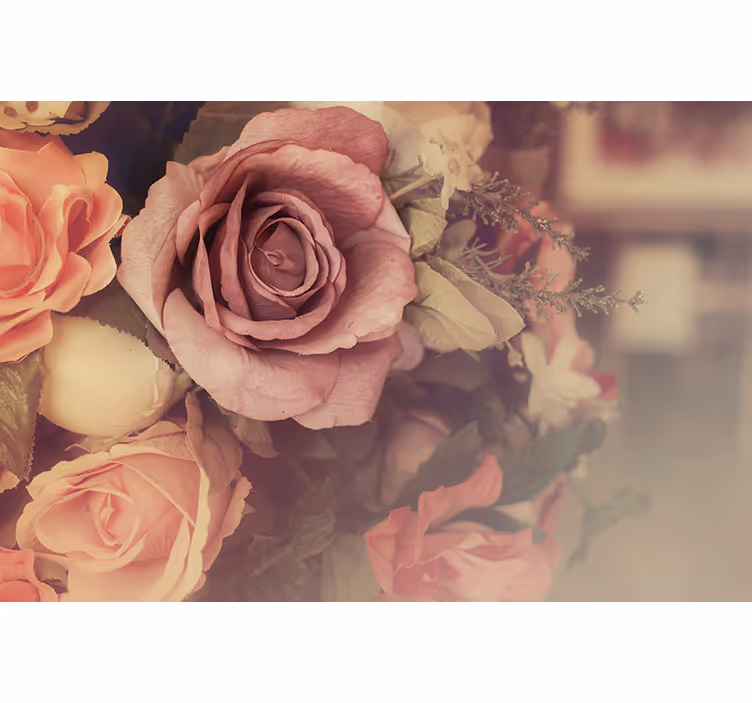 Flower wall mural rose flower arrangement - TenStickers