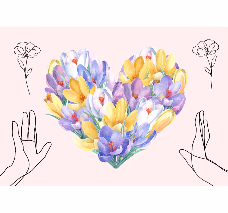 Flower wall mural heart shaped bouquet - TenStickers