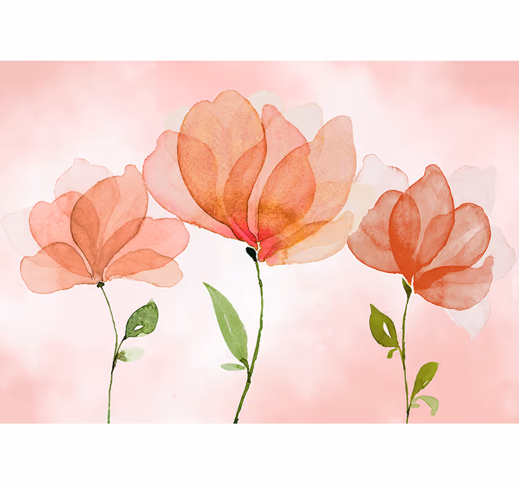 Flower wall mural elegant floral blossoms - TenStickers