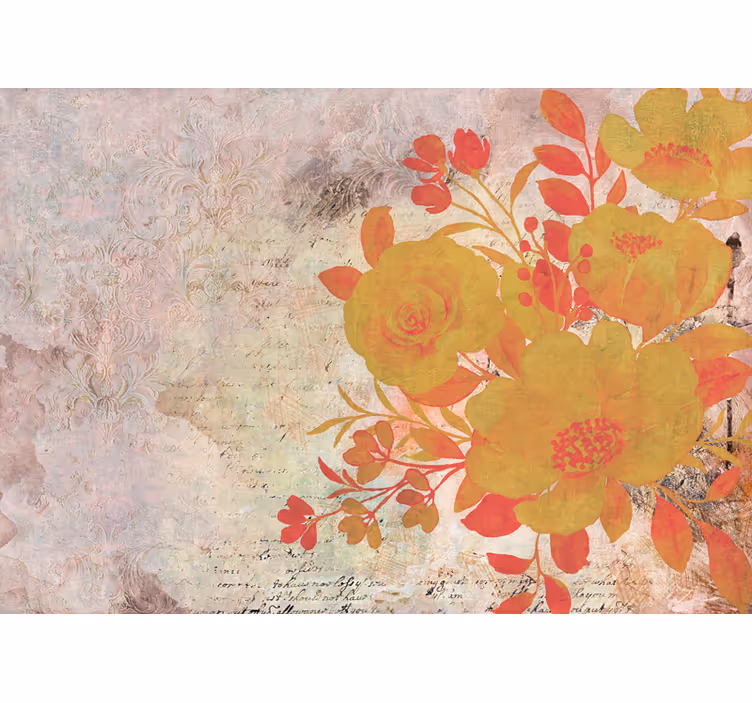Flower wall mural yellow floral arrangement - TenStickers