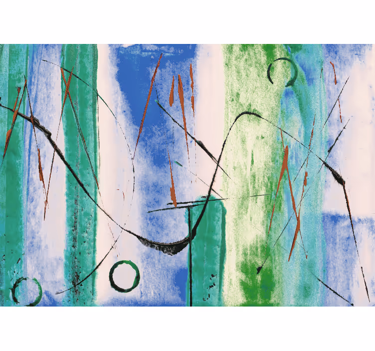 Abstract wall mural with fluid line designs - TenStickers