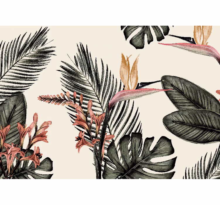 Flower wall mural exotic bird paradise - TenStickers