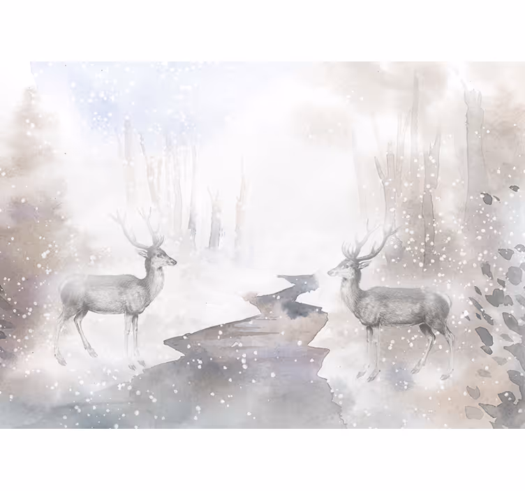 Animals wall mural majestic deer encounter - TenStickers