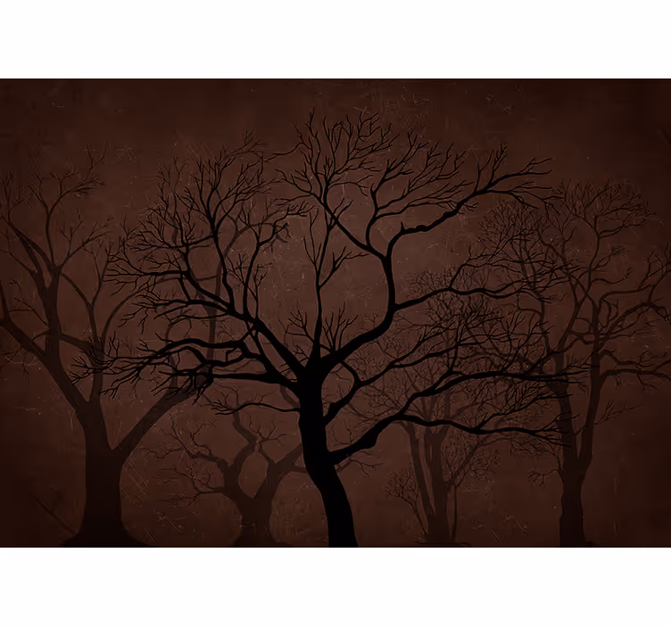 Forest wall mural dark silhouette trees - TenStickers