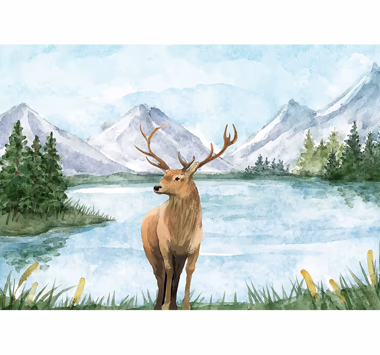 Animals wall mural of majestic elk landscape - TenStickers
