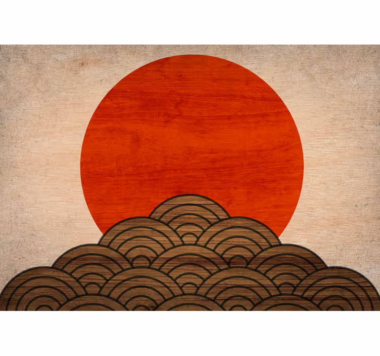 Animals wall mural red sun waves - TenStickers