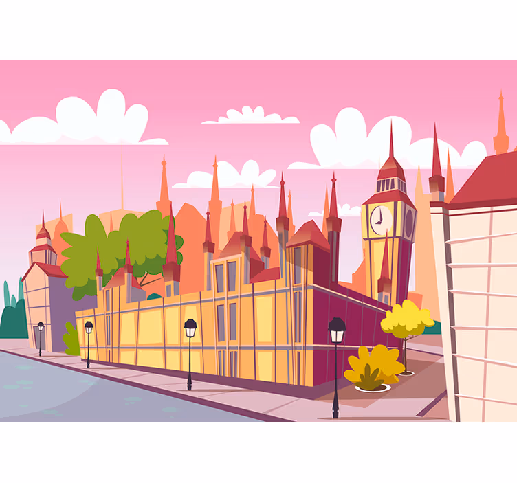 Cartoon Cityscape wall mural london - TenStickers
