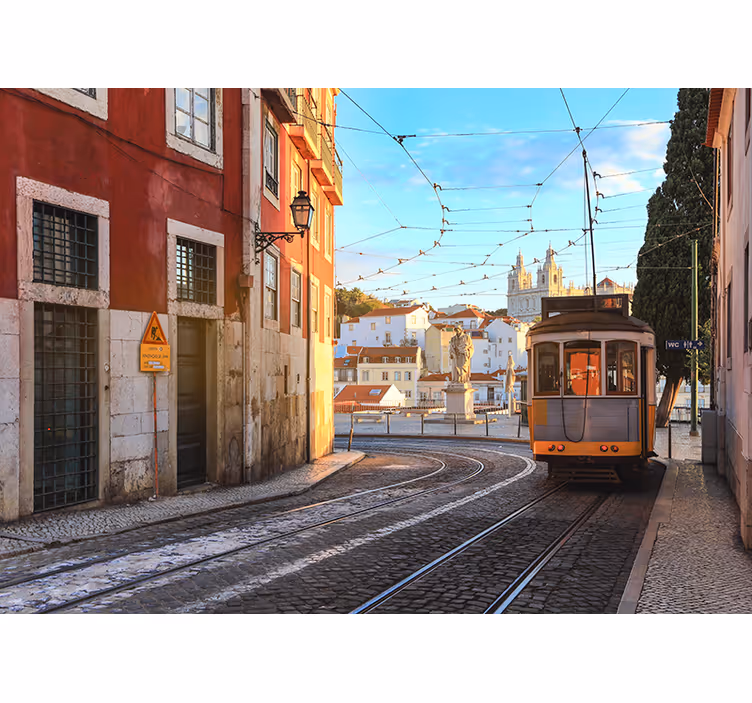 Tram Street Scene city wall mural - TenStickers