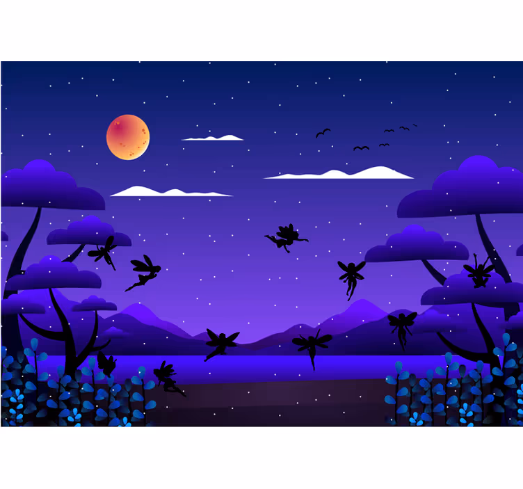 Enchanted Night Sky childrens wall mural - TenStickers