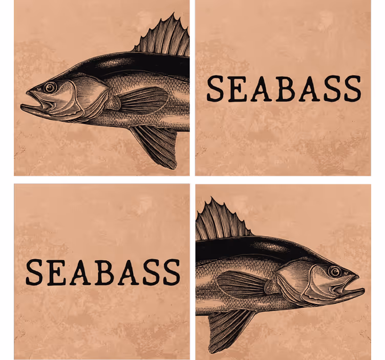 Personalised coasters seabass illustration art - TenStickers