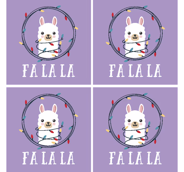 Christmas coaster whimsical llama holiday joy - TenStickers