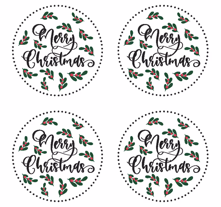 Christmas coaster merry christmas holly design - TenStickers