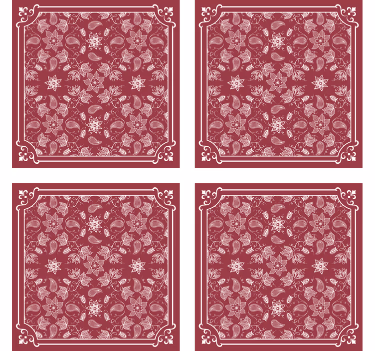 Vintage coasters floral pattern tiles - TenStickers