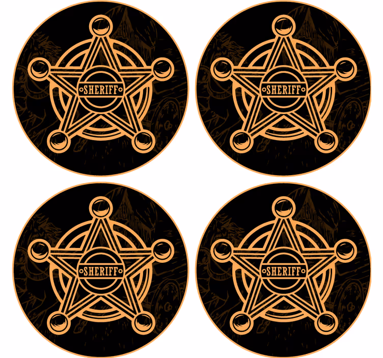 Sheriff star emblem beer mats - TenStickers