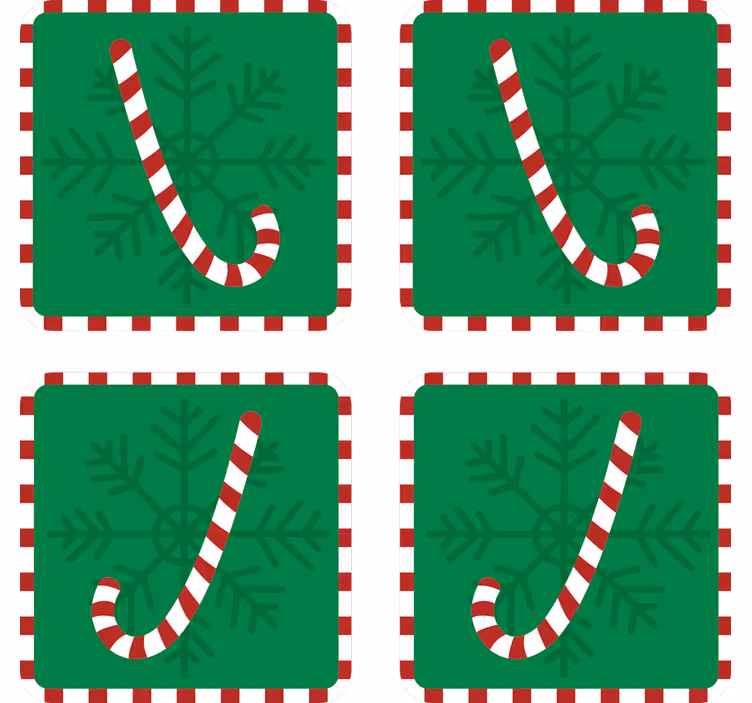 Christmas coaster candy cane snowflake pattern - TenStickers