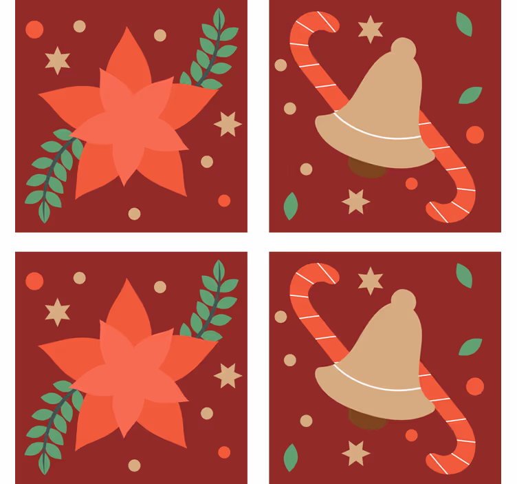 Christmas coaster poinsettia and bell design - TenStickers