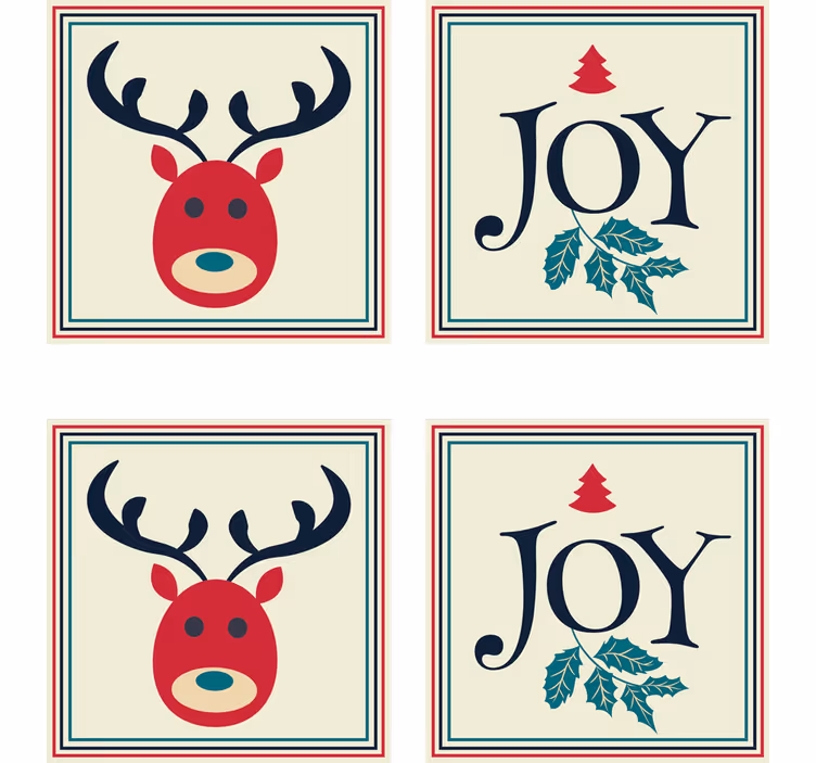 Joy and Reindeer drink coaster - TenStickers