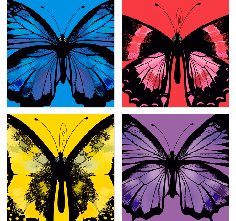 Geek coasters with vibrant butterfly designs - TenStickers