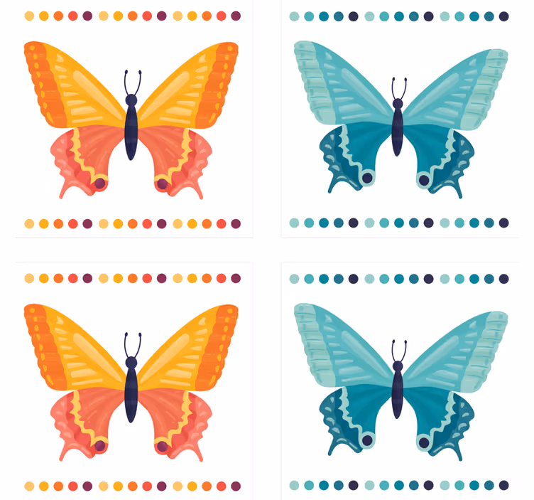 Geek coasters with colorful butterfly patterns - TenStickers