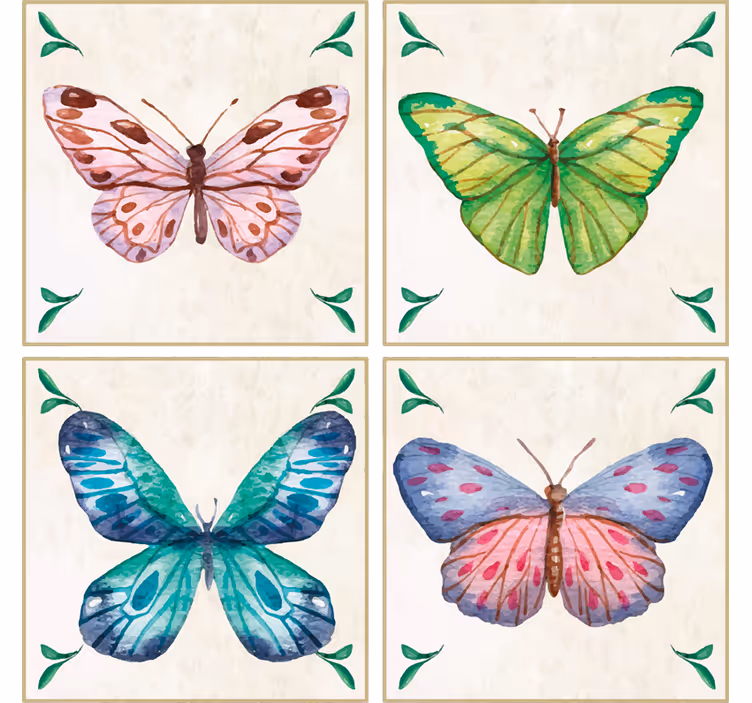 Modern coasters with colorful butterfly design - TenStickers