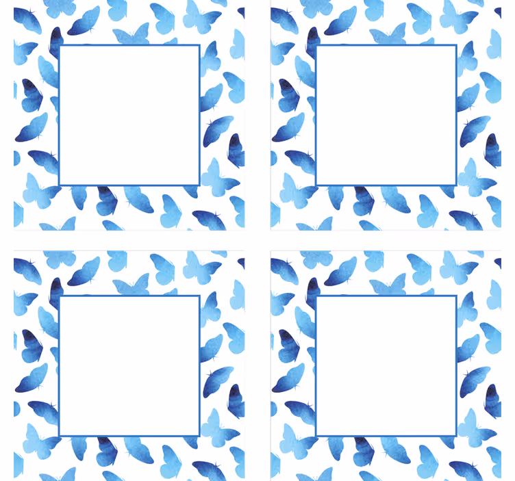 Personalised coasters butterfly pattern blue frames - TenStickers