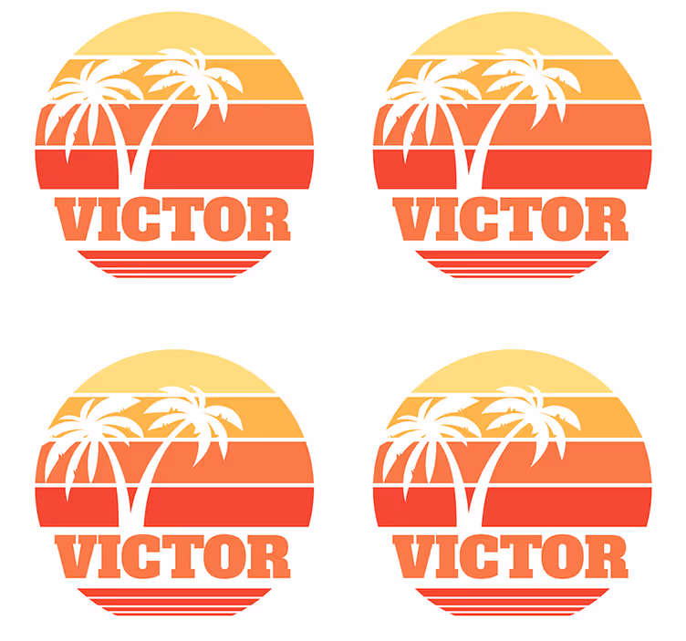 Personalised coasters tropical sunset with palm trees - TenStickers