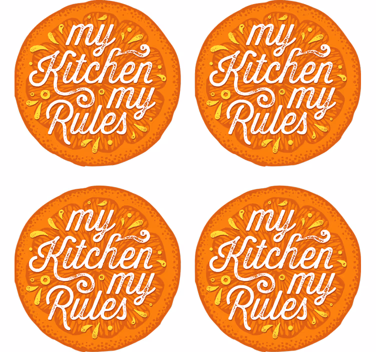 Kitchen rules for happy gatherings beer mats - TenStickers