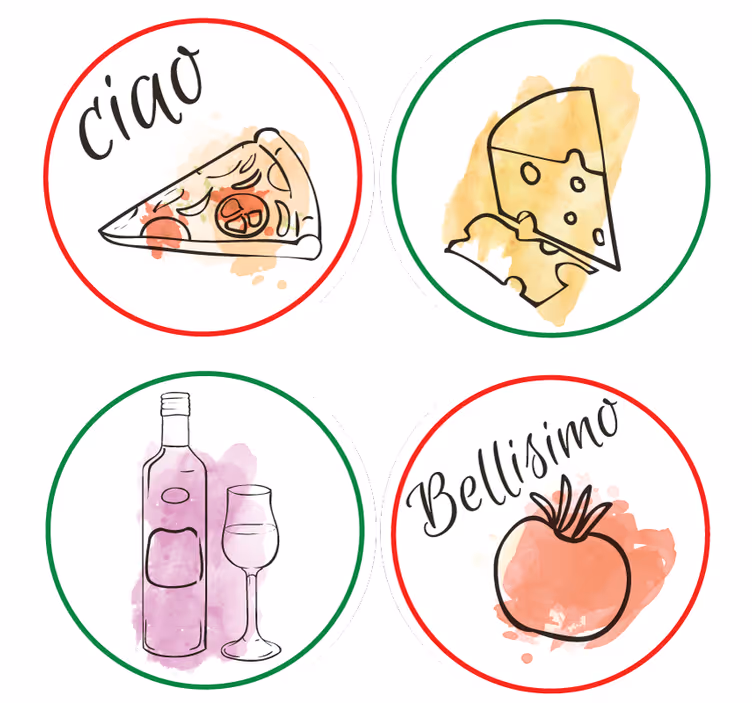 Personalised coasters with food and drink designs - TenStickers