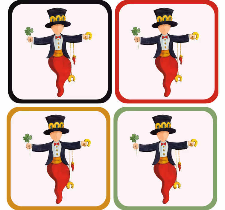 Geek coasters with playful character and clover - TenStickers