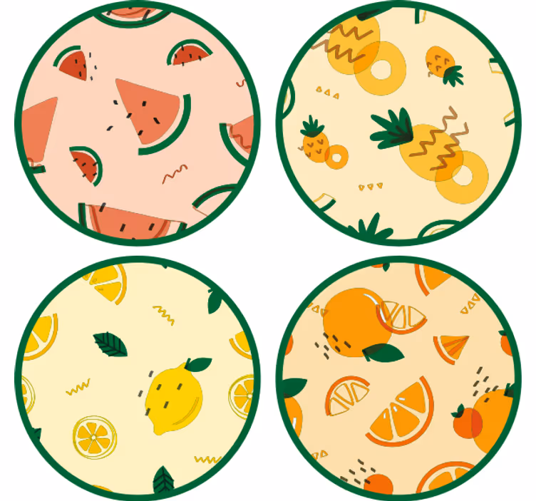 Geek coasters tropical fruit designs - TenStickers