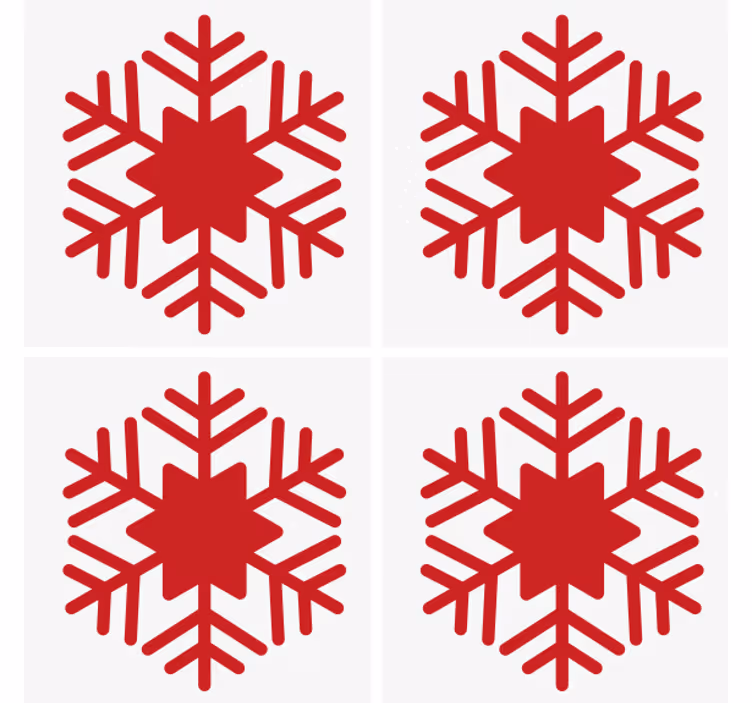 Christmas coaster red snowflake design - TenStickers