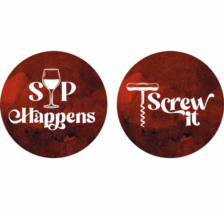 Text coasters with wine humor sayings - TenStickers