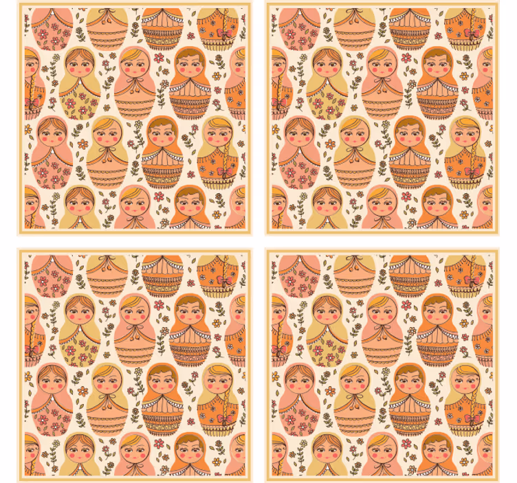 Geek coasters with colorful matryoshka dolls design - TenStickers