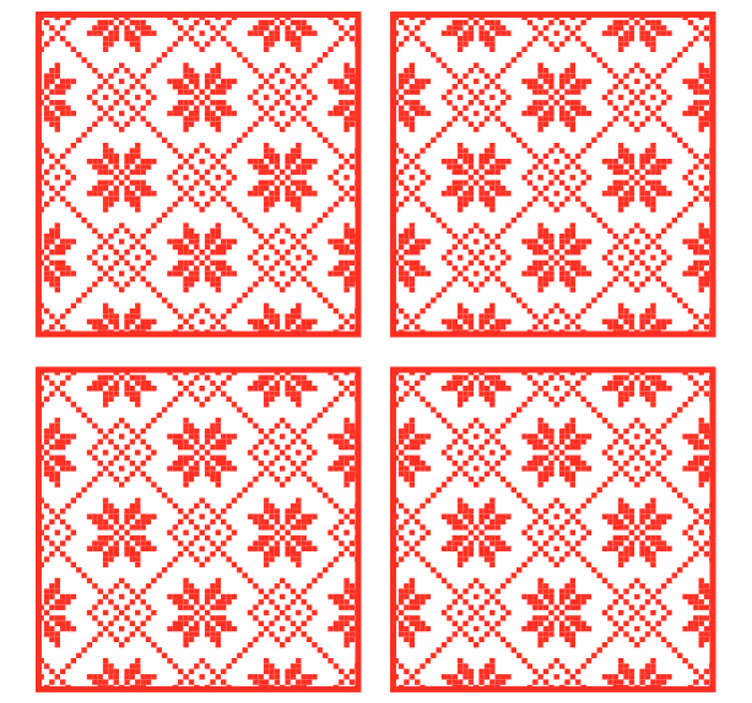 Christmas coaster red floral design - TenStickers