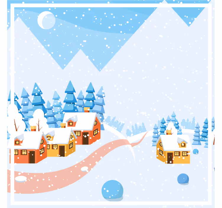 Christmas coaster snowy village scene - TenStickers