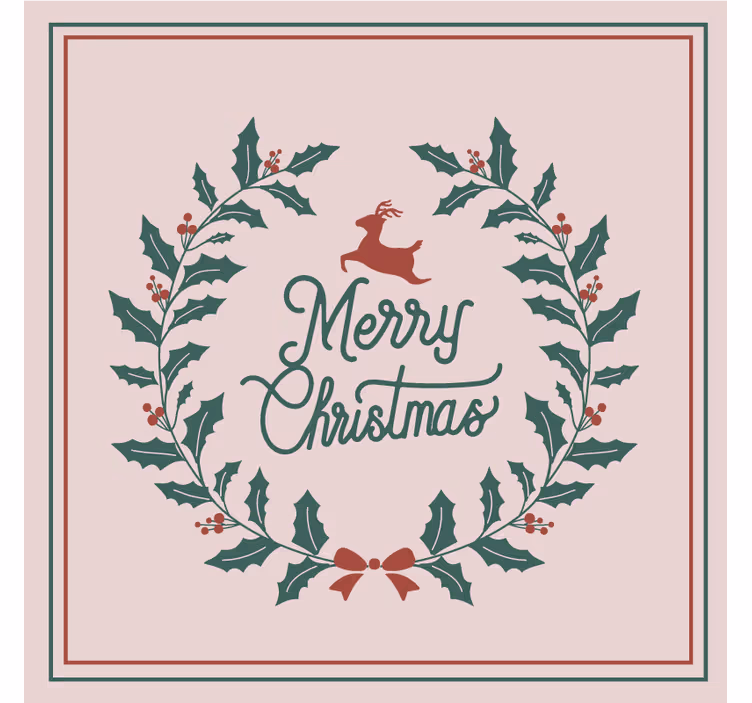 Christmas coaster reindeer holly wreath - TenStickers