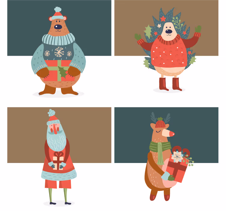 Christmas coaster festive characters set - TenStickers
