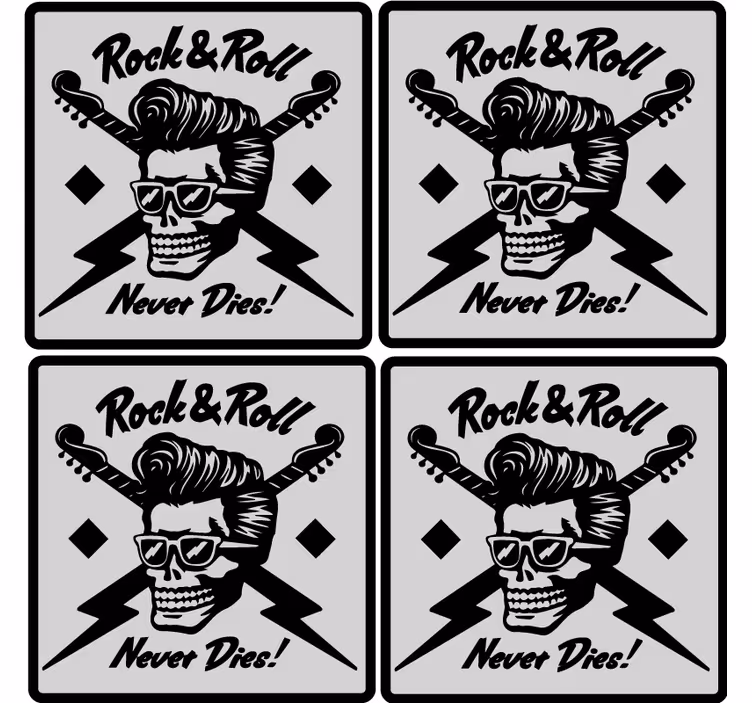 Geek coasters skull with sunglasses and guitars - TenStickers