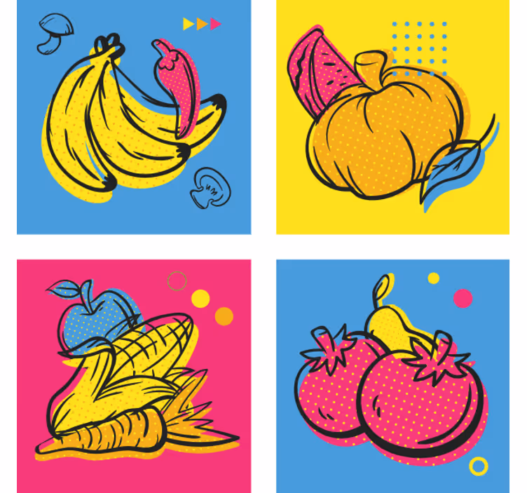 Modern coasters with colorful fruit designs - TenStickers