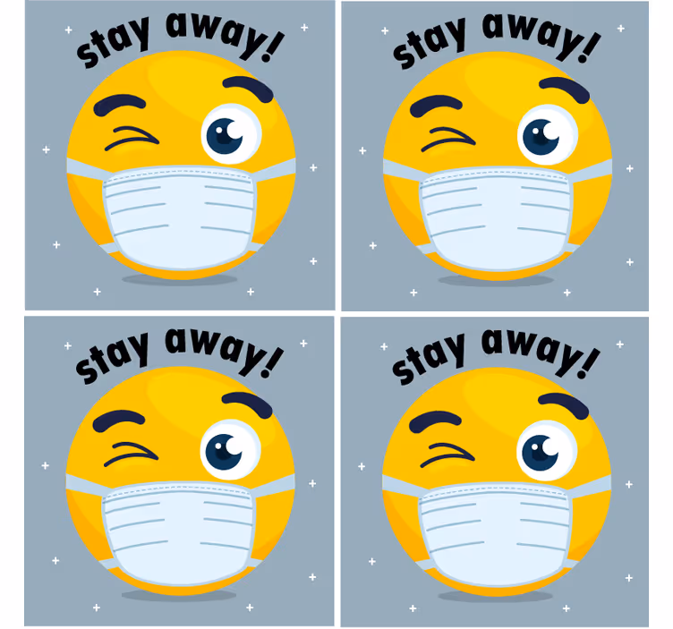 More coasters winking emoji with mask - TenStickers