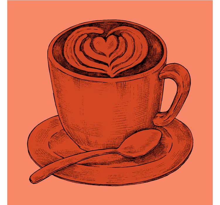 Vintage coasters heart pattern coffee cup - TenStickers