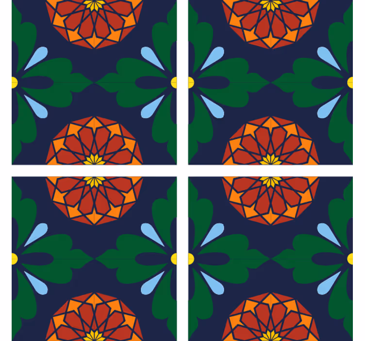 Tile coasters vibrant botanical design - TenStickers