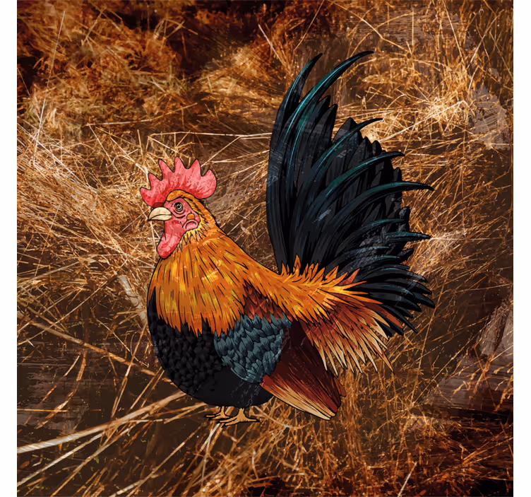 Vintage coasters with colorful rooster art - TenStickers