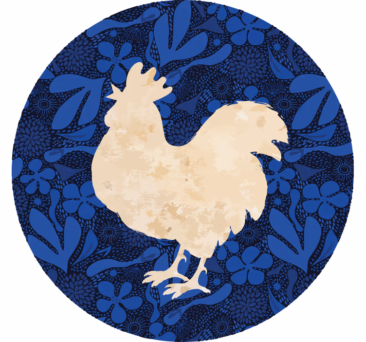 Vintage coasters rooster floral silhouette - TenStickers