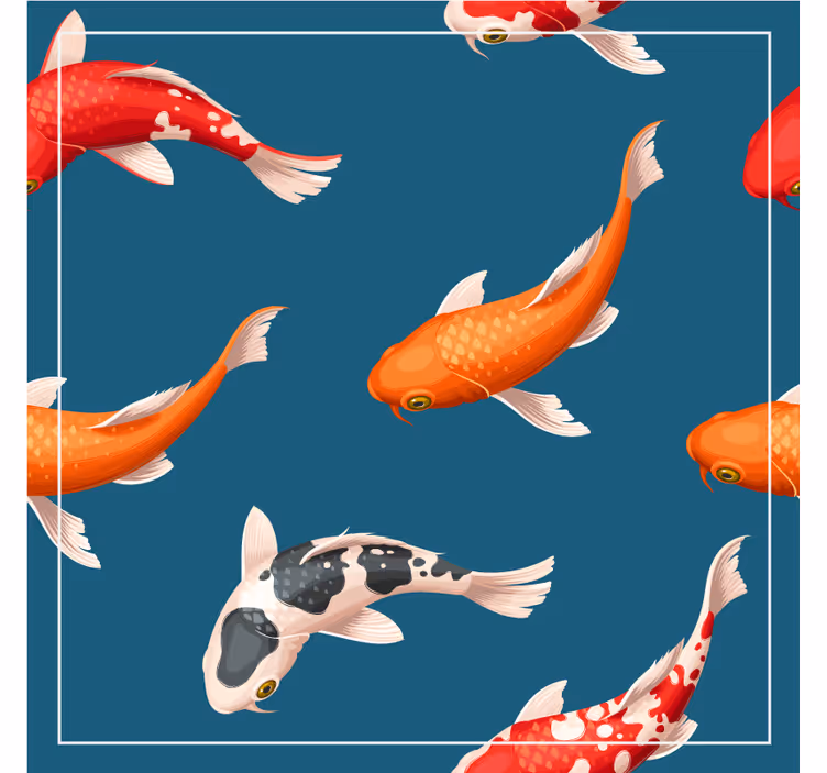Koi fish pattern blue background modern coaster - TenStickers