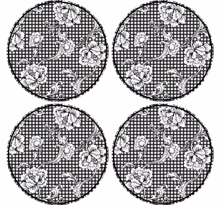 Vintage gingham pattern vintage coaster - TenStickers