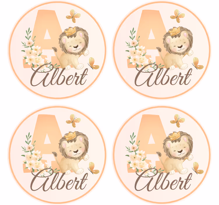 Personalised coasters whimsical lion design - TenStickers